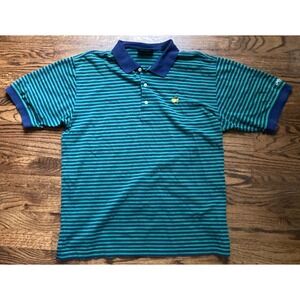 Masters Collection Golf Polo Shirt Mens Sz Large Blue Green Striped Augusta